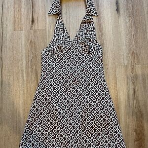 Brown and White Halter Dress